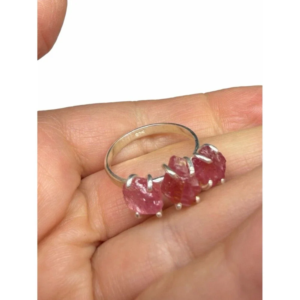 Ruby Ring Size 9 Solid 925 Sterling Silver Raw Rough Stone